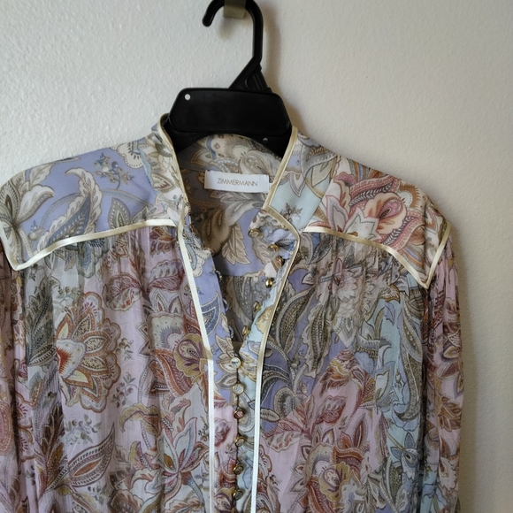 Zimmermann Silk long sleeve Lucky Bound floral mini dress size 10 Bohemian - Picture 3 of 7